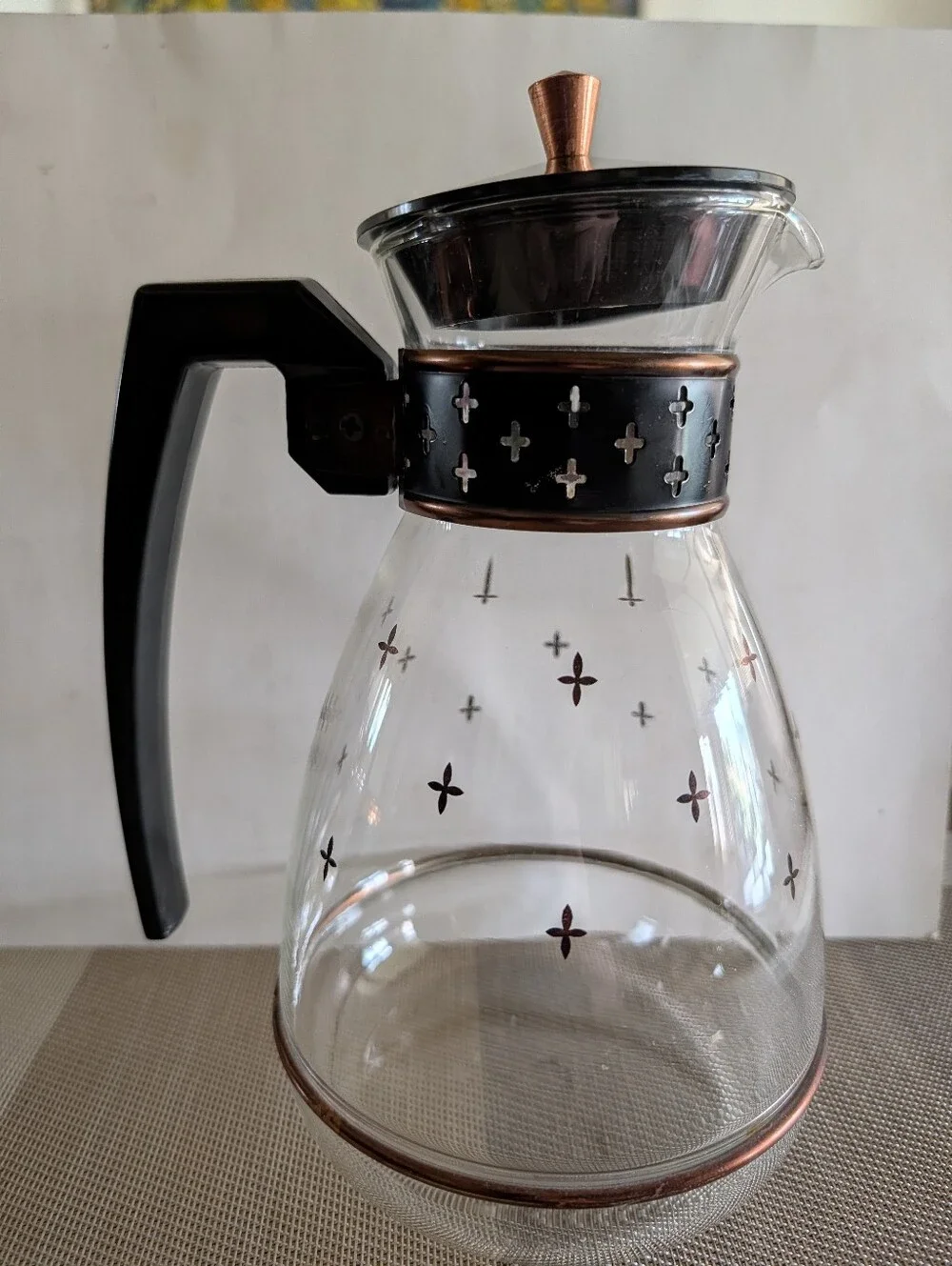 Pyrex Silas Coffee Carafe with warmer classic MCM atomic style